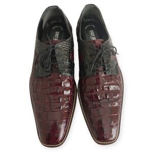 Men’s Stacy Adams Croc Print Dress Shoes Burgundy/Black Size 9.5